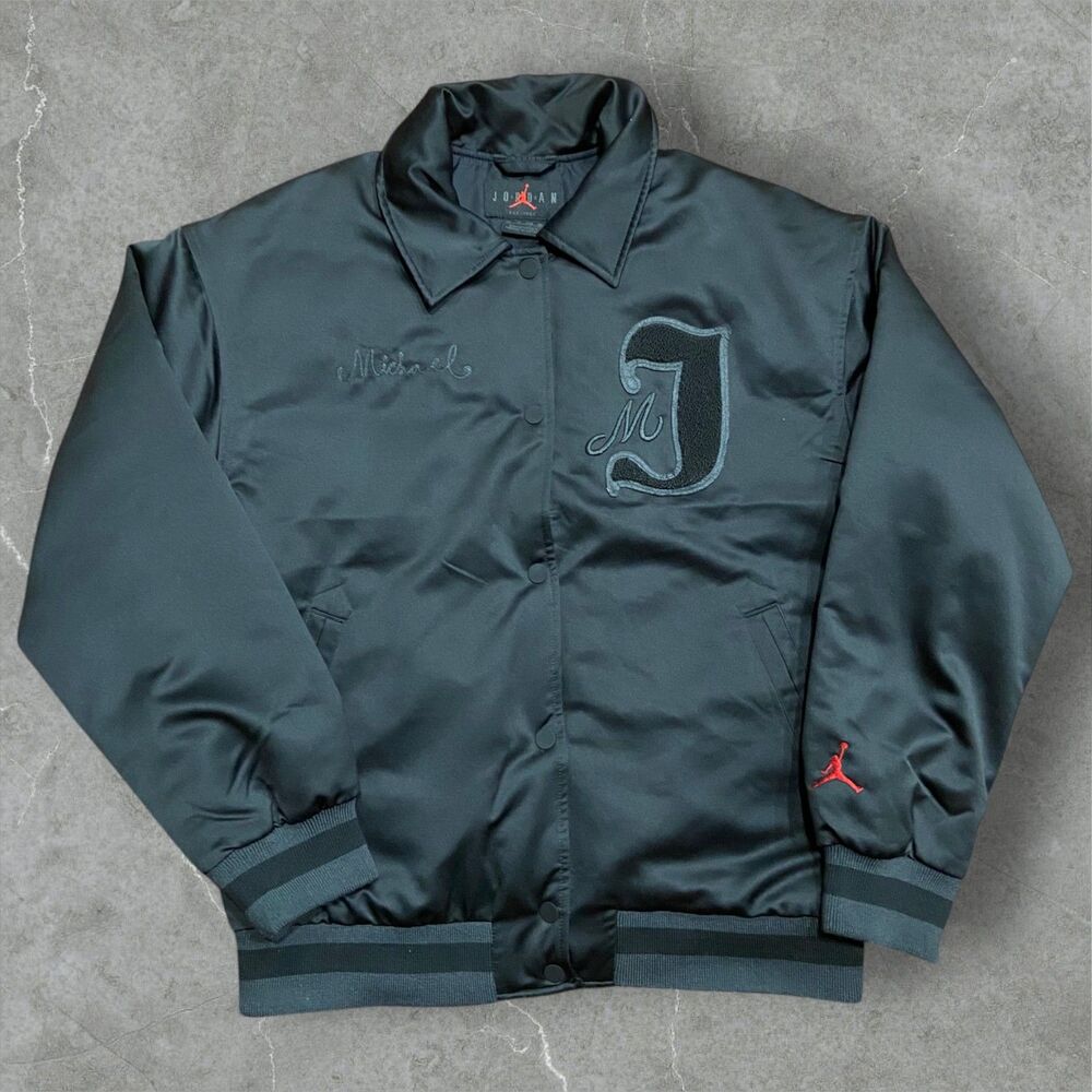 Jordan Brand Triple Black Gym Red Varsity Core Bomber Jacket Women's Size XS